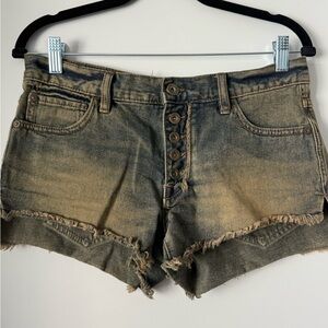 Free People Blue Jean Shorts Distressed Casual